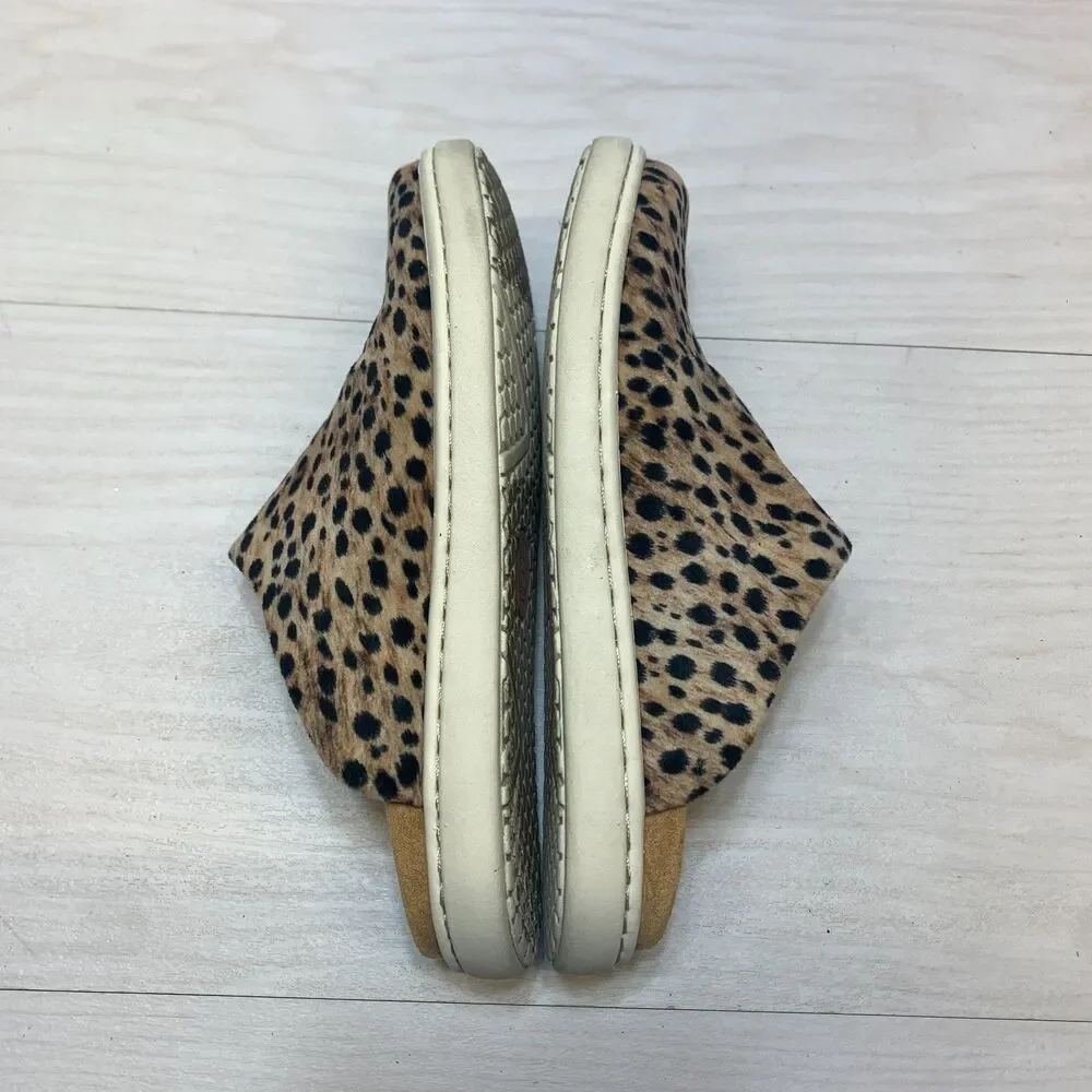 Born‎ Zen Mules Women's Size 5M Brown Cheetah Print Fierce Slip On Shoes
